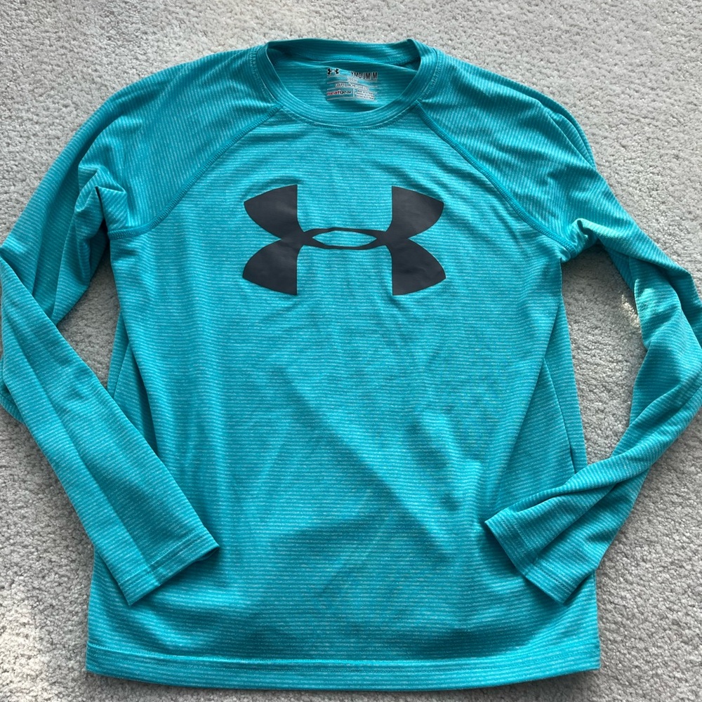 Under armor, teal striped long sleeve